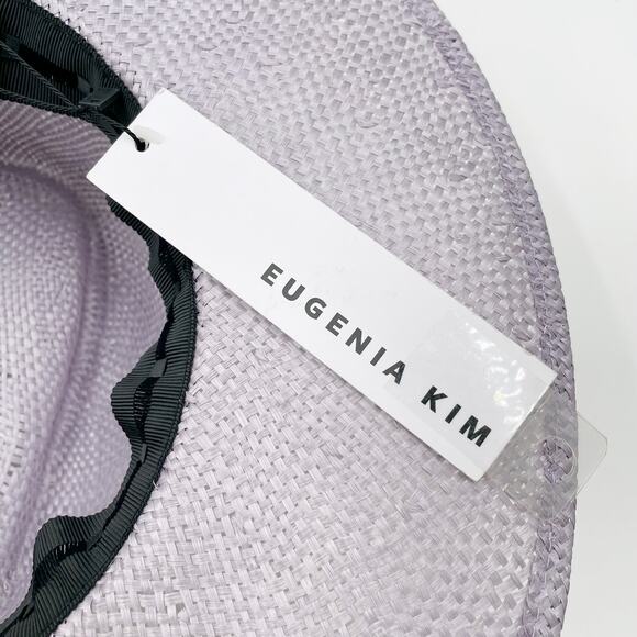 Eugenia Kim Harlow Straw Hat Fedora Lavender PurpleWide Brim Women's One Size - Picture 11 of 13